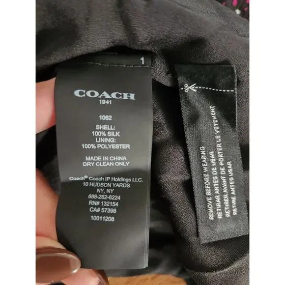 NWOT Coach Tiered Midi Skirt with Snaps Ruffle Hem Dots Multicolor Silk Size 6 - Picture 8 of 8